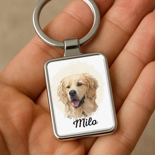 Personalized Pet Keychain, Custom Pet Keychain, Watercolor Pet Portrait, Pet Memorial Gift, Dog Keychain, Gift for Pet Lovers, Pet Gift