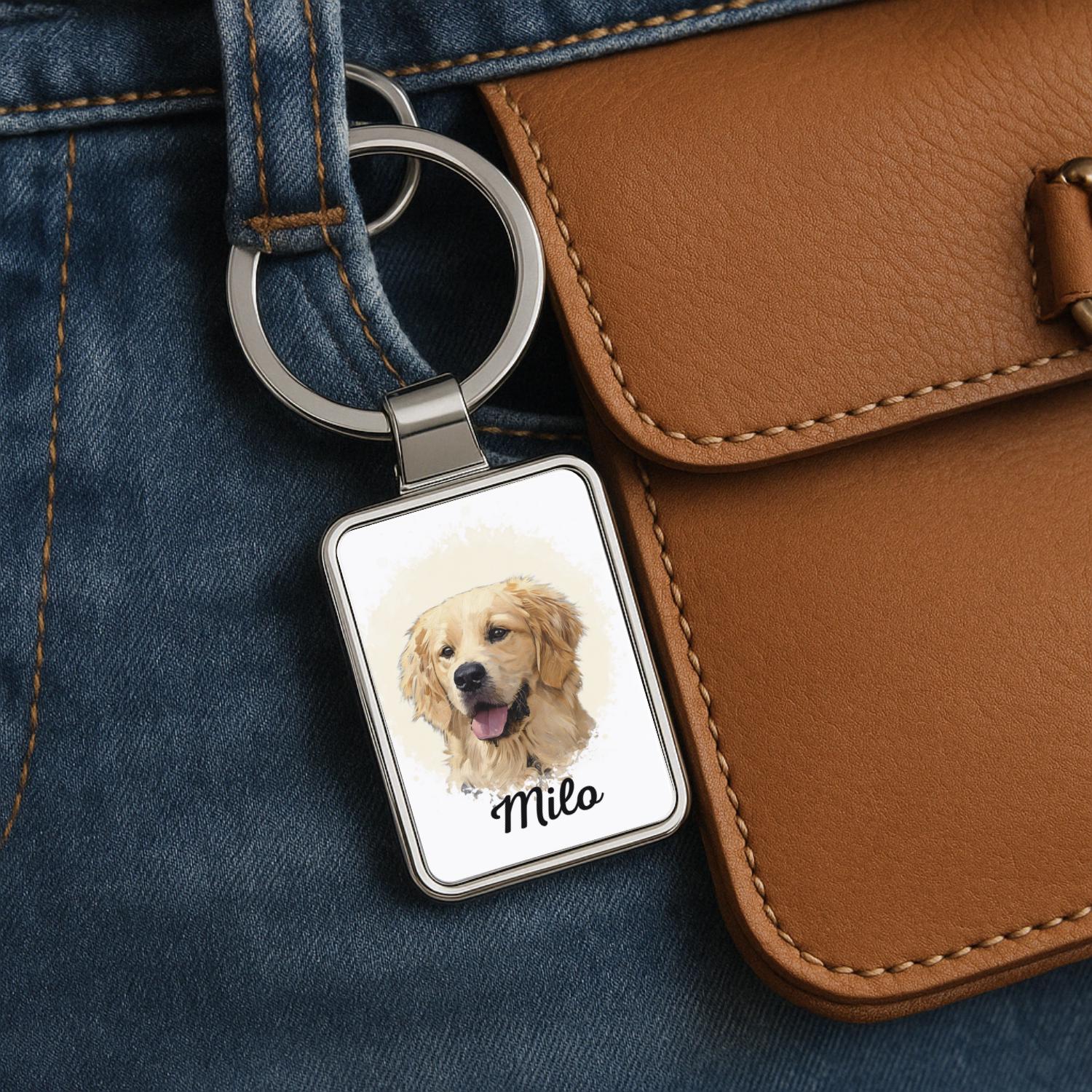 Personalized Pet Keychain, Custom Pet Keychain, Watercolor Pet Portrait, Pet Memorial Gift, Dog Keychain, Gift for Pet Lovers, Pet Gift