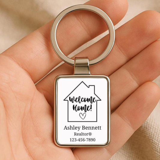 BULK Welcome Home METAL Keychain Realtor Closing Gift