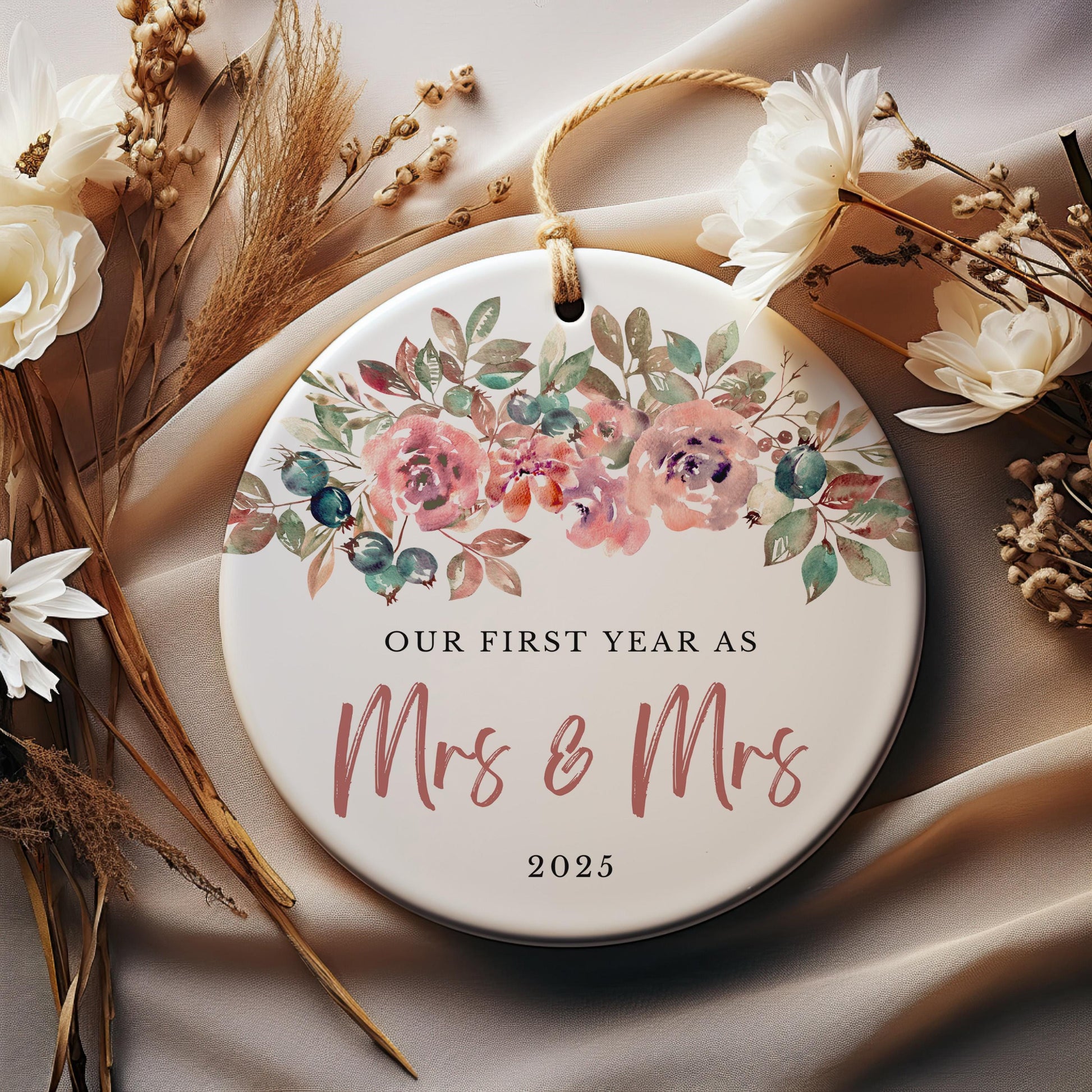 First Christmas as Mrs & Mrs 2025 Ornament, First Christmas Married, Custom Wedding Gift, Newlywed Gift, Wedding Keepsake