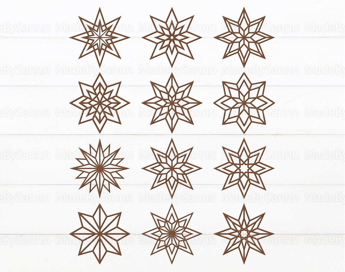 Christmas Stars Bundle Svg, Star Ornaments Svg, Christmas Star Svg, Laser Cut Files, Christmas Svg, Christmas  File, Xmas Decor