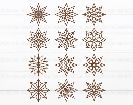 Christmas Stars Bundle Svg, Star Ornaments Svg, Christmas Star Svg, Laser Cut Files, Christmas Svg, Christmas  File, Xmas Decor