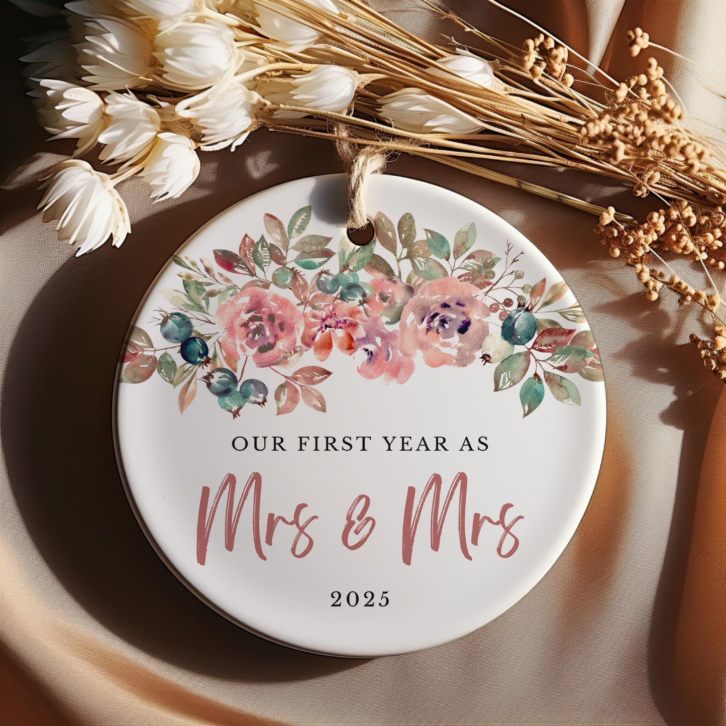 First Christmas as Mrs & Mrs 2025 Ornament, First Christmas Married, Custom Wedding Gift, Newlywed Gift, Wedding Keepsake