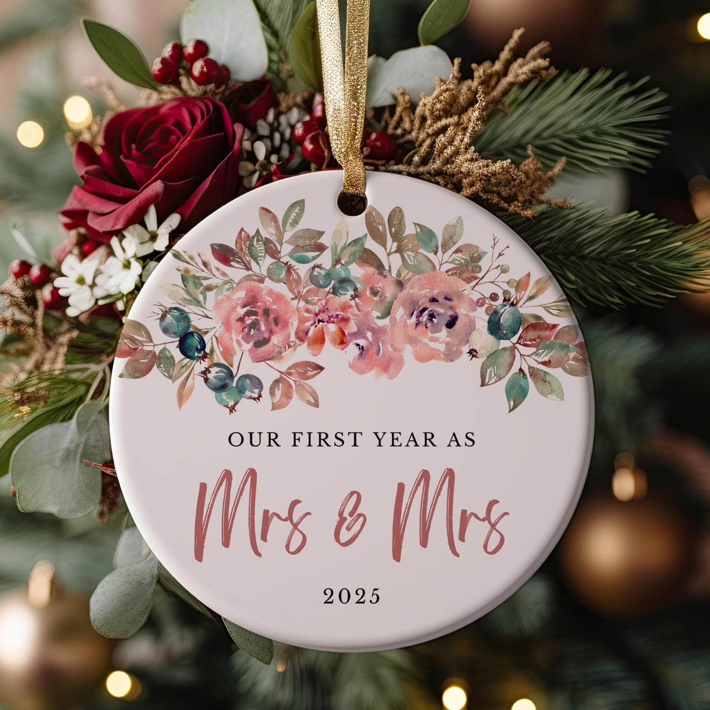 First Christmas as Mrs & Mrs 2025 Ornament, First Christmas Married, Custom Wedding Gift, Newlywed Gift, Wedding Keepsake