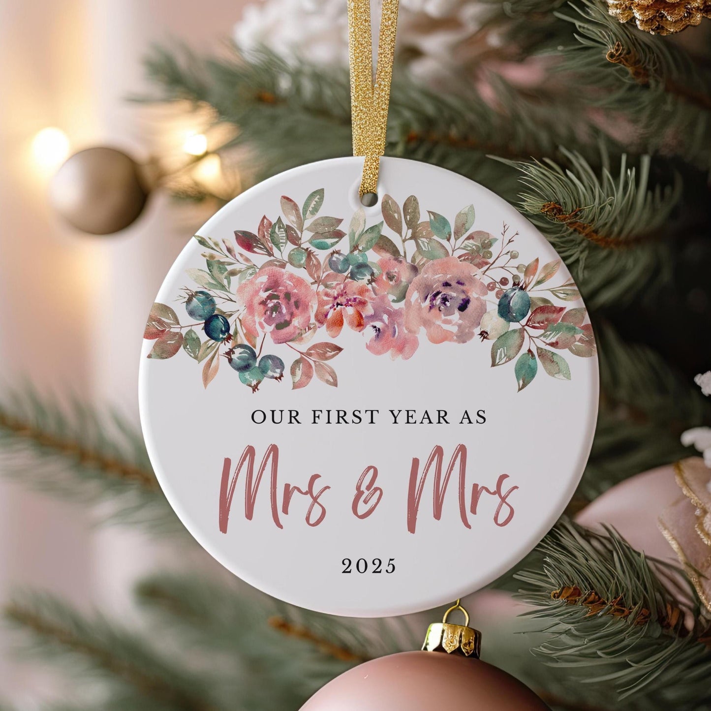 First Christmas as Mrs & Mrs 2025 Ornament, First Christmas Married, Custom Wedding Gift, Newlywed Gift, Wedding Keepsake