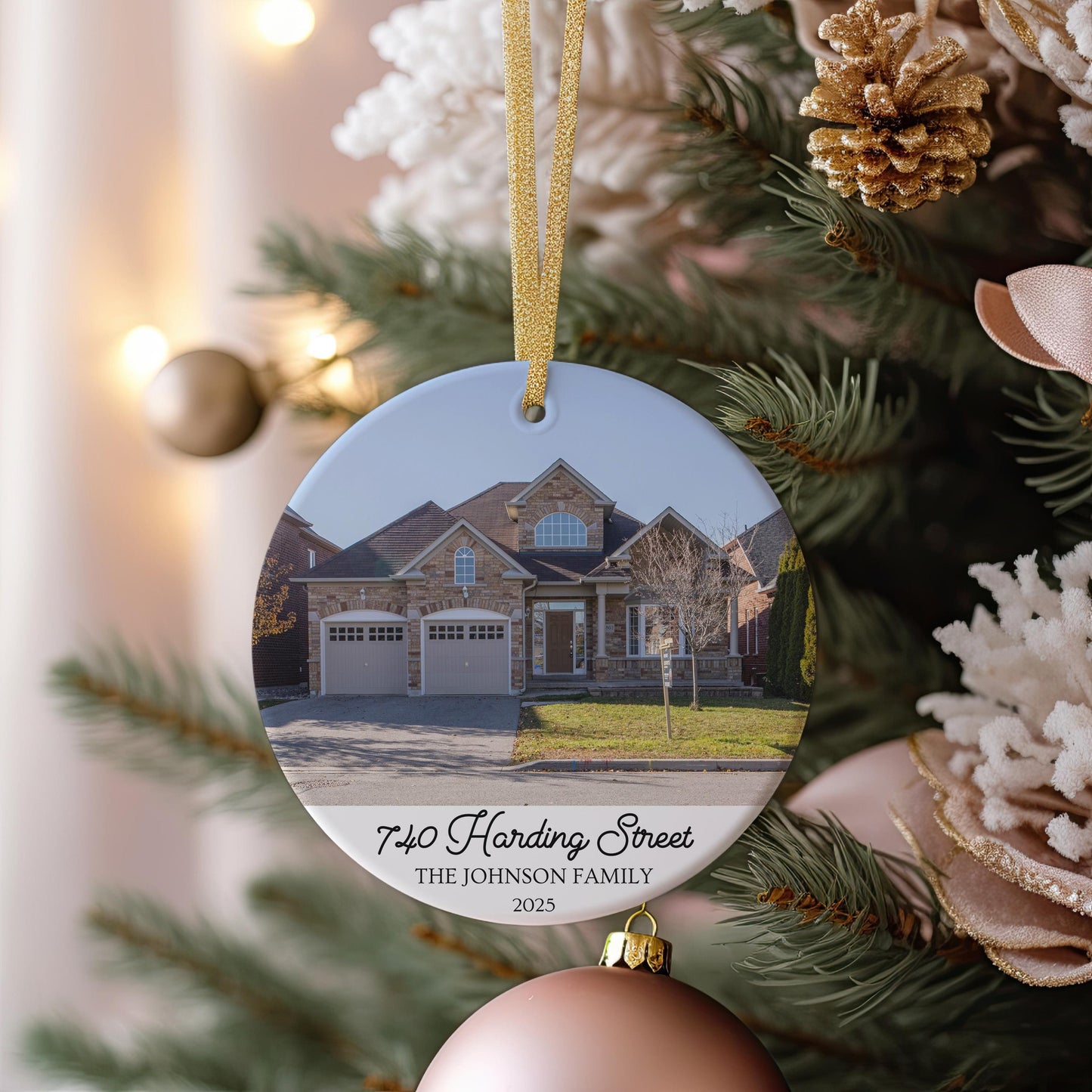 Personalized New Home Christmas Ornament, Custom House Photo Address Keepsake