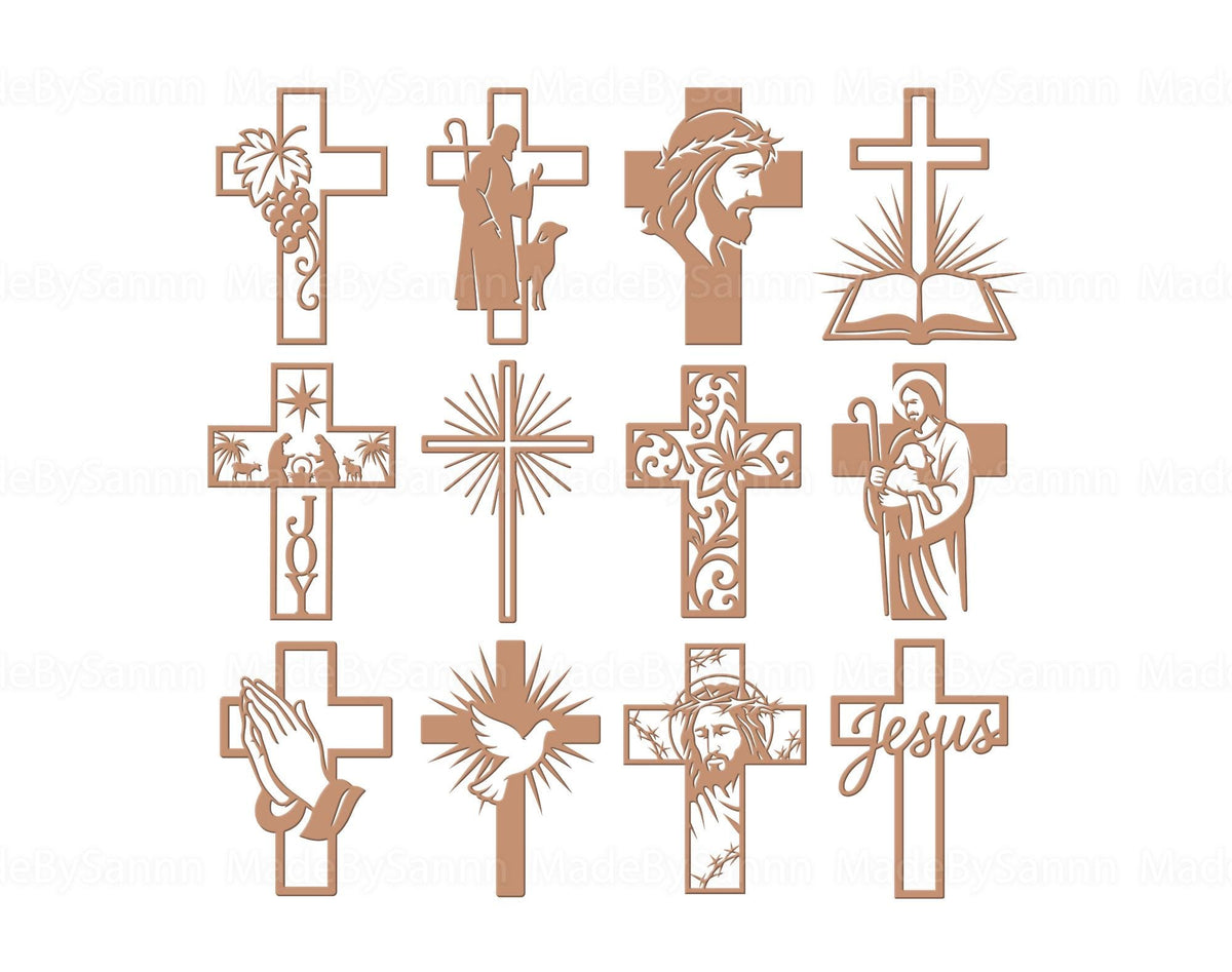 Christian Cross SVG Bundle, Religious Jesus Cross Ornament, Nativity Svg, Bible Svg, Prayer Cross, Glowforge Cricut Files, Christian Decor