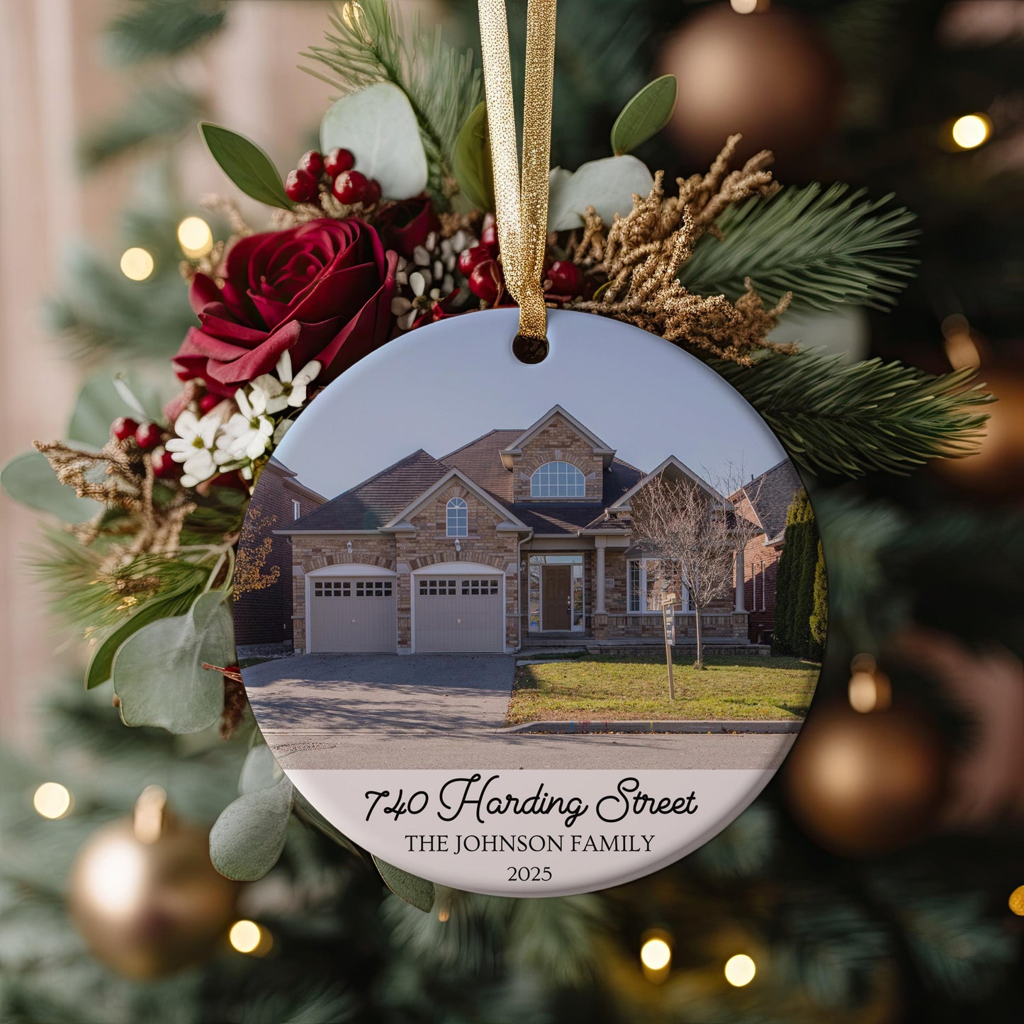 Personalized New Home Christmas Ornament, Custom House Photo Address Keepsake