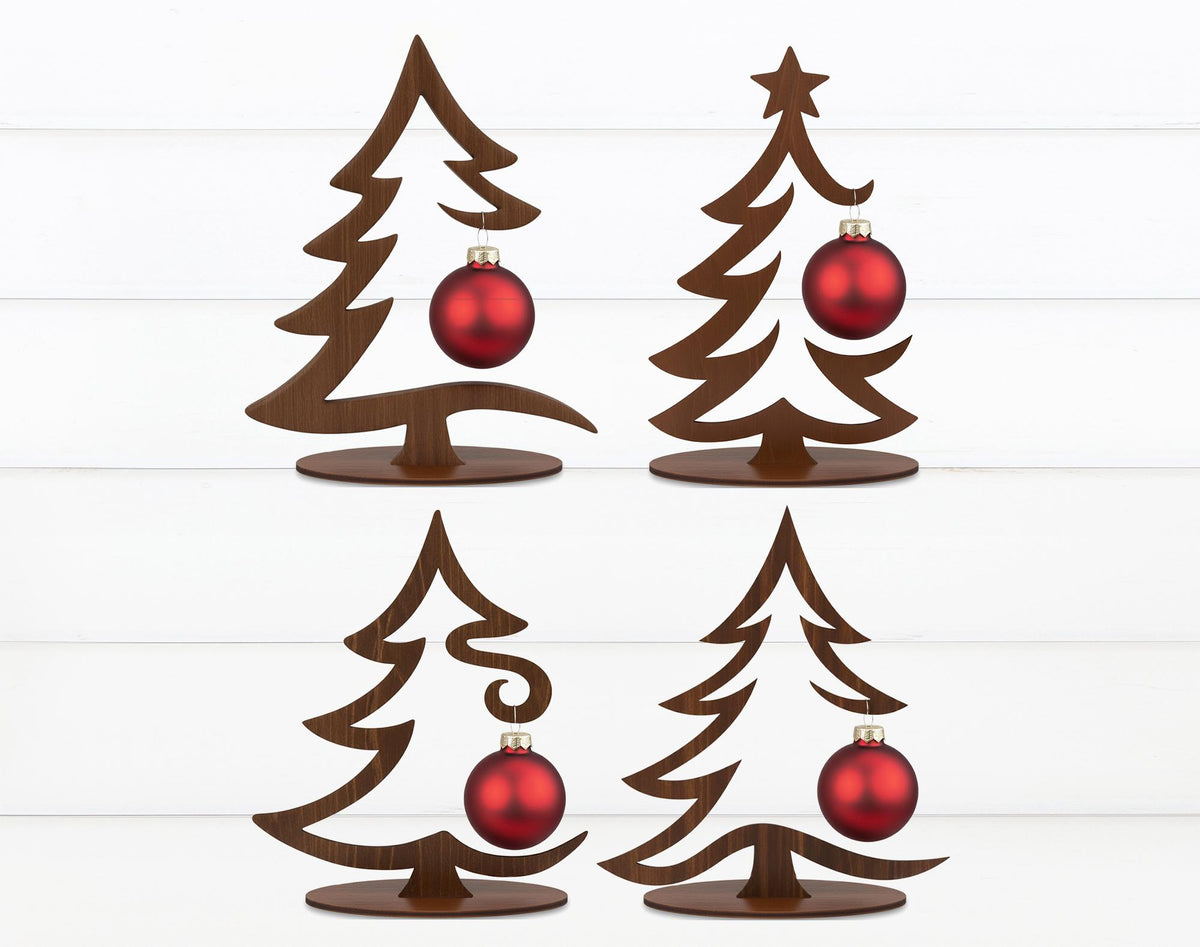 Standing Christmas Tree SVG, Tabletop Tree Ornament Holder Svg, Holiday Tree Decor Svg, Christmas Bauble Stand  File, Laser Cut Svg