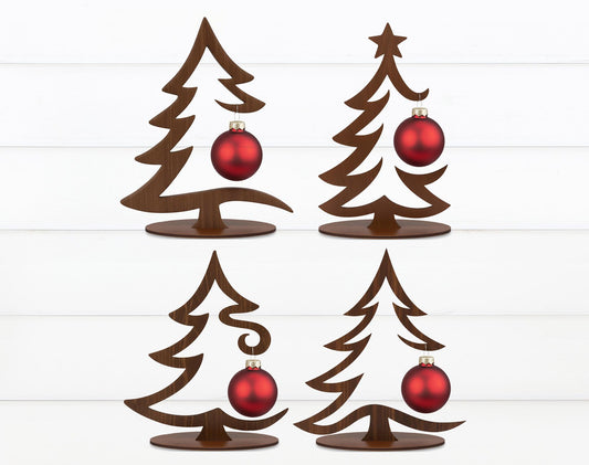 Standing Christmas Tree SVG, Tabletop Tree Ornament Holder Svg, Holiday Tree Decor Svg, Christmas Bauble Stand  File, Laser Cut Svg