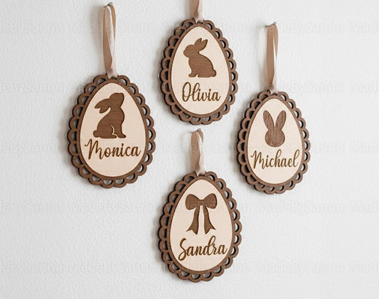 Cuter Easter Basket Tag Svg, Easter Tag svg, Bunny Basket Tag Laser Cut File, Basket Name Tag svg, Egg Hanger svg, Eggs Tags svg, Bunny Tags