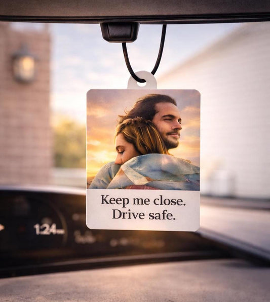 Custom Photo Car Ornament, Metal Drive Safe Gift, Anniversary Gift For Dad, Boyfriend Husband