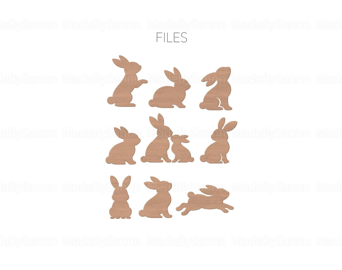 Cute Easter Bunnies SVG Bundle, Easter Decor, Easter Rabbits Svg, Wood Bunnies Svg, Spring Decor, Glowforge Svg, Laser Cut File, Cricut file