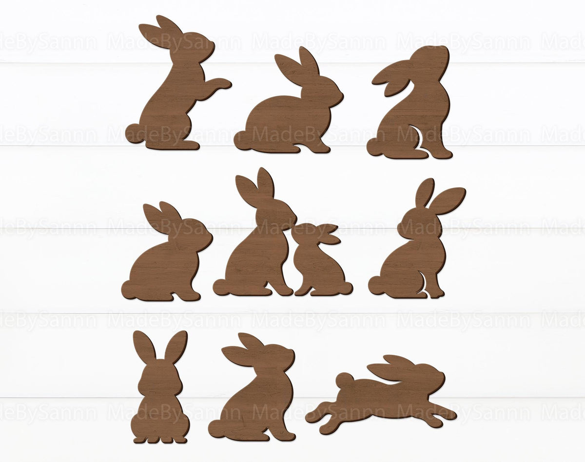 Cute Easter Bunnies SVG Bundle, Easter Decor, Easter Rabbits Svg, Wood Bunnies Svg, Spring Decor,  Svg, Laser Cut File, Cricut file