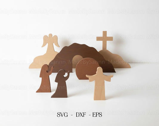 Jesus Resurrection Scene SVG, Easter Decor, Laser Cut File, He is Risen, Easter  svg, Christian Svg, Religious Decor, Digital File