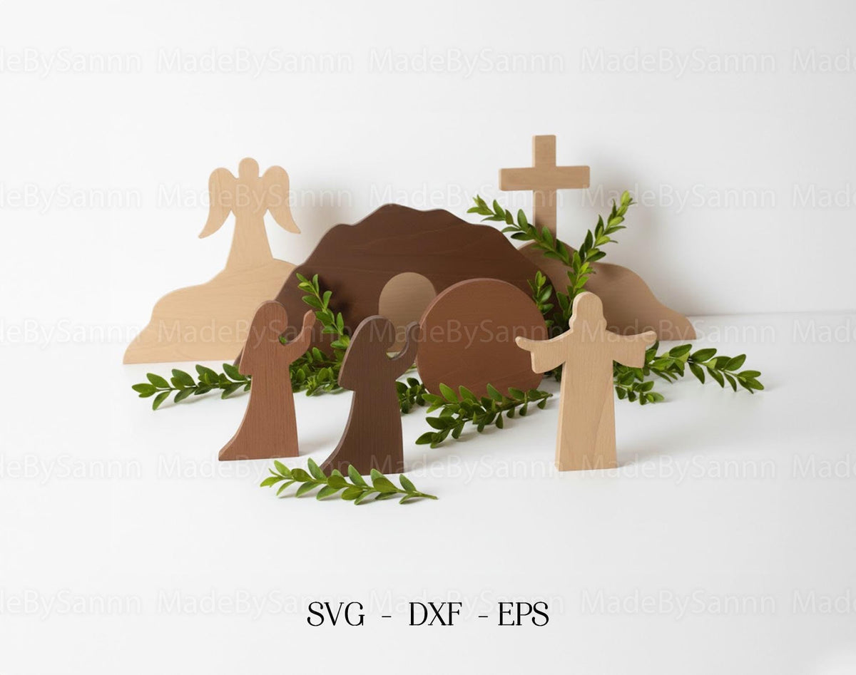 Jesus Resurrection Scene SVG, Easter Decor, Laser Cut File, He is Risen, Easter Glowforge svg, Christian Svg, Religious Decor, Digital File