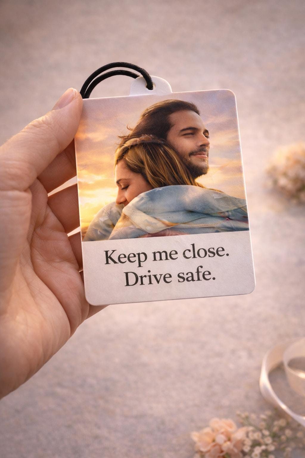 Custom Photo Car Ornament, Metal Drive Safe Gift, Anniversary Gift For Dad, Boyfriend Husband