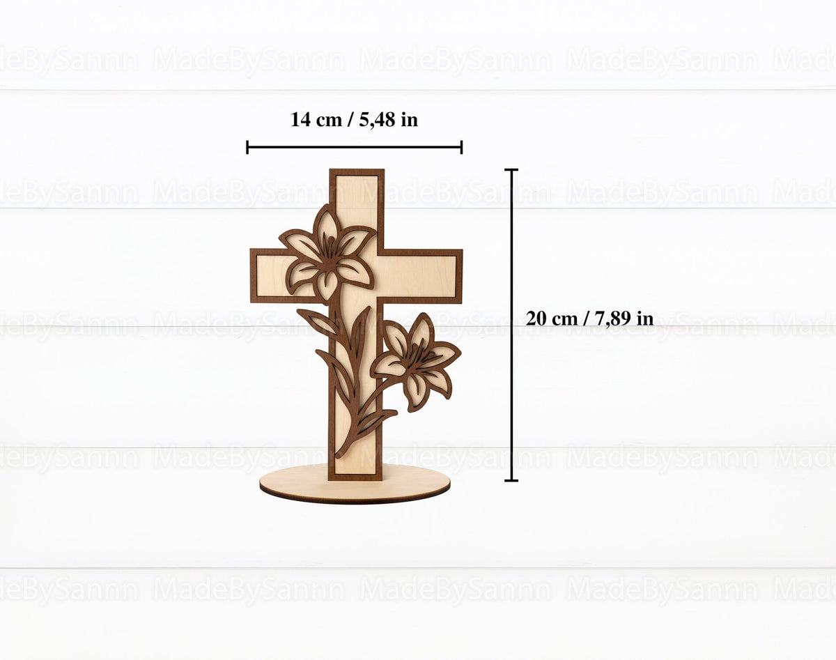 Christian Standing Cross SVG Bundle, Easter Decor, Easter Rabbits Svg, Wooden Cross Decor, Glowforge Svg, Religious Laser Cut File, Faith