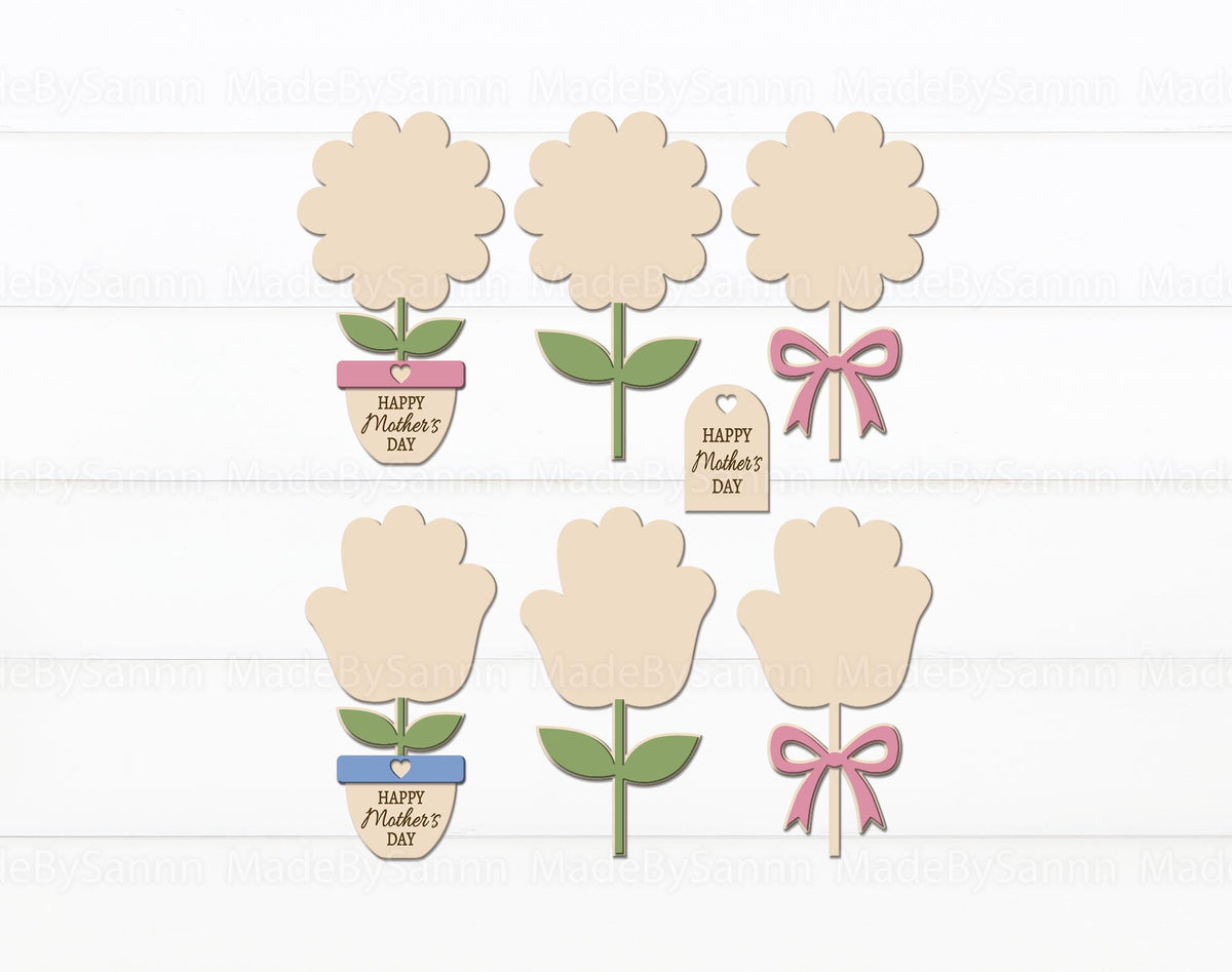 Handprint Flower Svg, Kids Handprint Sign Svg, Mothers Day Svg, Flower laser file, Mothers Day Gift, Glowforge Svg, Laser Cut File