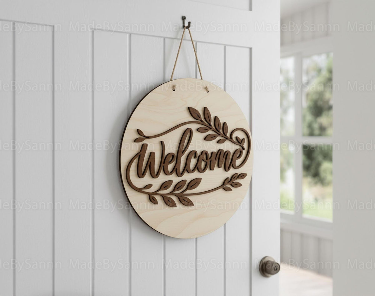 Spring Door Hanger svg, Floral Round Sign svg, Birds Door Hanger, Glowforge xTool File, Butterfly Door Hanger svg, Floral Door sign svg dxf