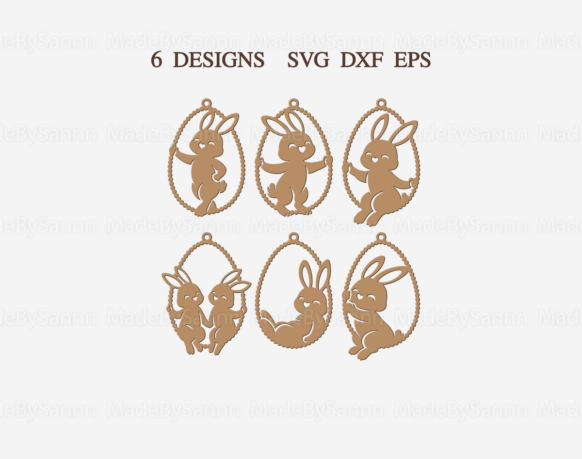 Bunny Egg Frame SVG Bundle, Easter Bunny Egg Frame Ornament, SVG File for Laser Cutting, Wood Cut Files, Door Wreath Decor, Cricut Glowforge