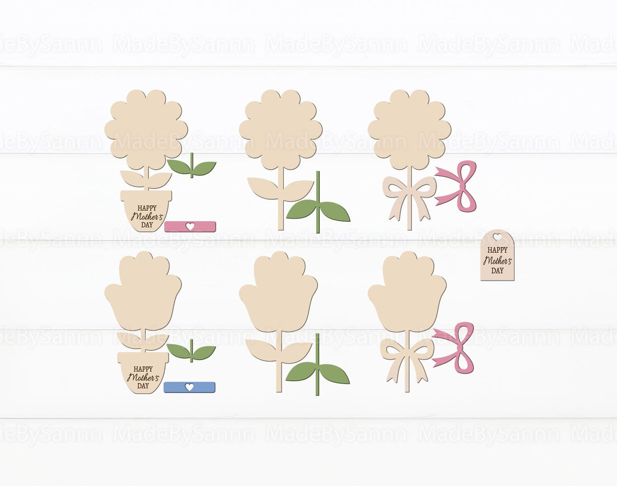 Handprint Flower Svg, Kids Handprint Sign Svg, Mothers Day Svg, Flower laser file, Mothers Day Gift, Glowforge Svg, Laser Cut File