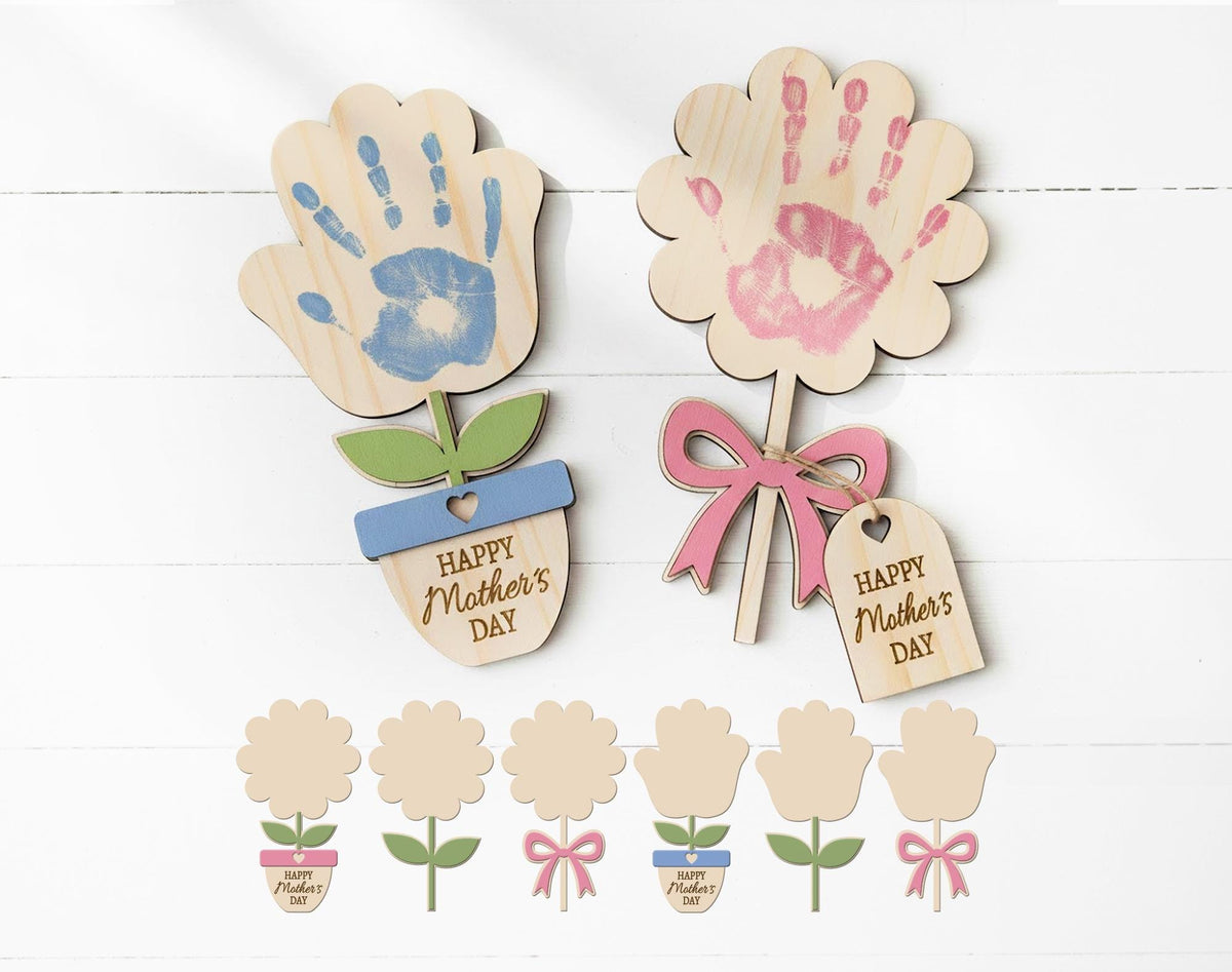 Handprint Flower Svg, Kids Handprint Sign Svg, Mothers Day Svg, Flower laser file, Mothers Day Gift,  Svg, Laser Cut File