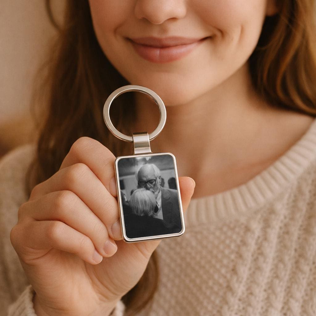 Memorial Photo Keychain, Personalized Picture Keepsake, Sympathy Gift