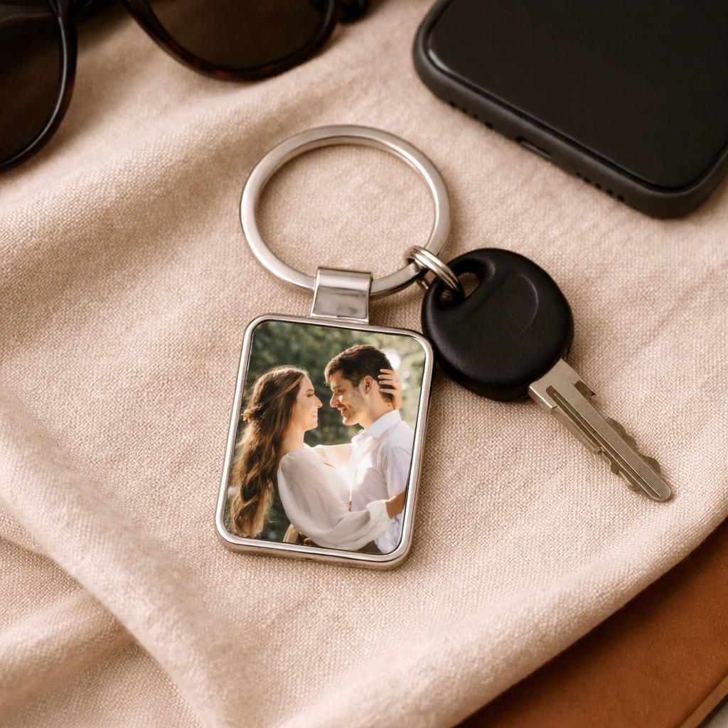 Personalized Photo Keychain, Gift for Girlfriend, Custom Picture Keychain