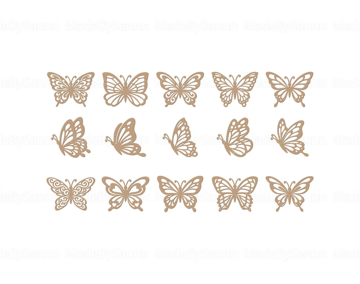 Wooden Butterflies SVG Bundle, Laser Cut Wood Ornaments, Butterfly Wall Decor, Cricut Glowforge Xtool Files, Spring Decor, Wood Wall Art