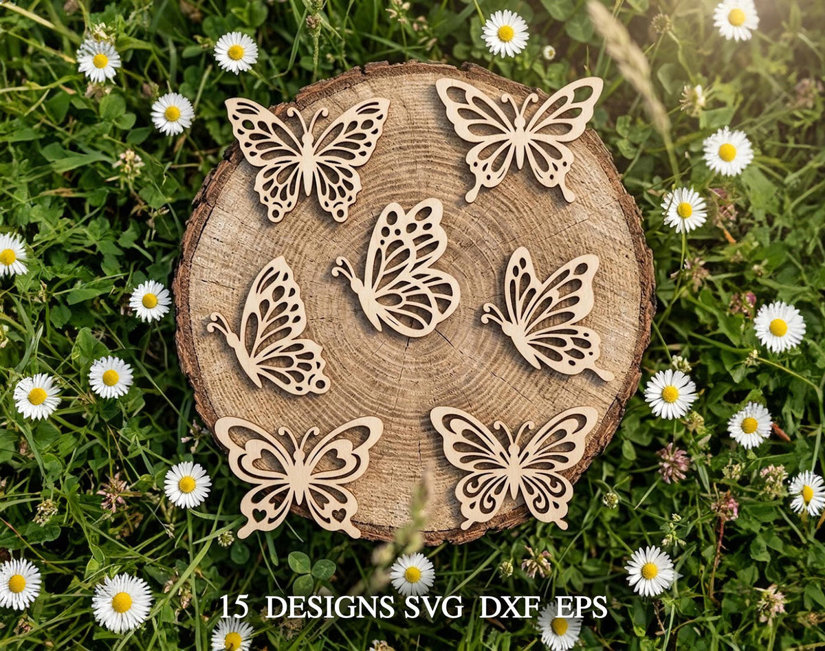Wooden Butterflies SVG Bundle, Laser Cut Wood Ornaments, Butterfly Wall Decor, Cricut  Xtool Files, Spring Decor, Wood Wall Art