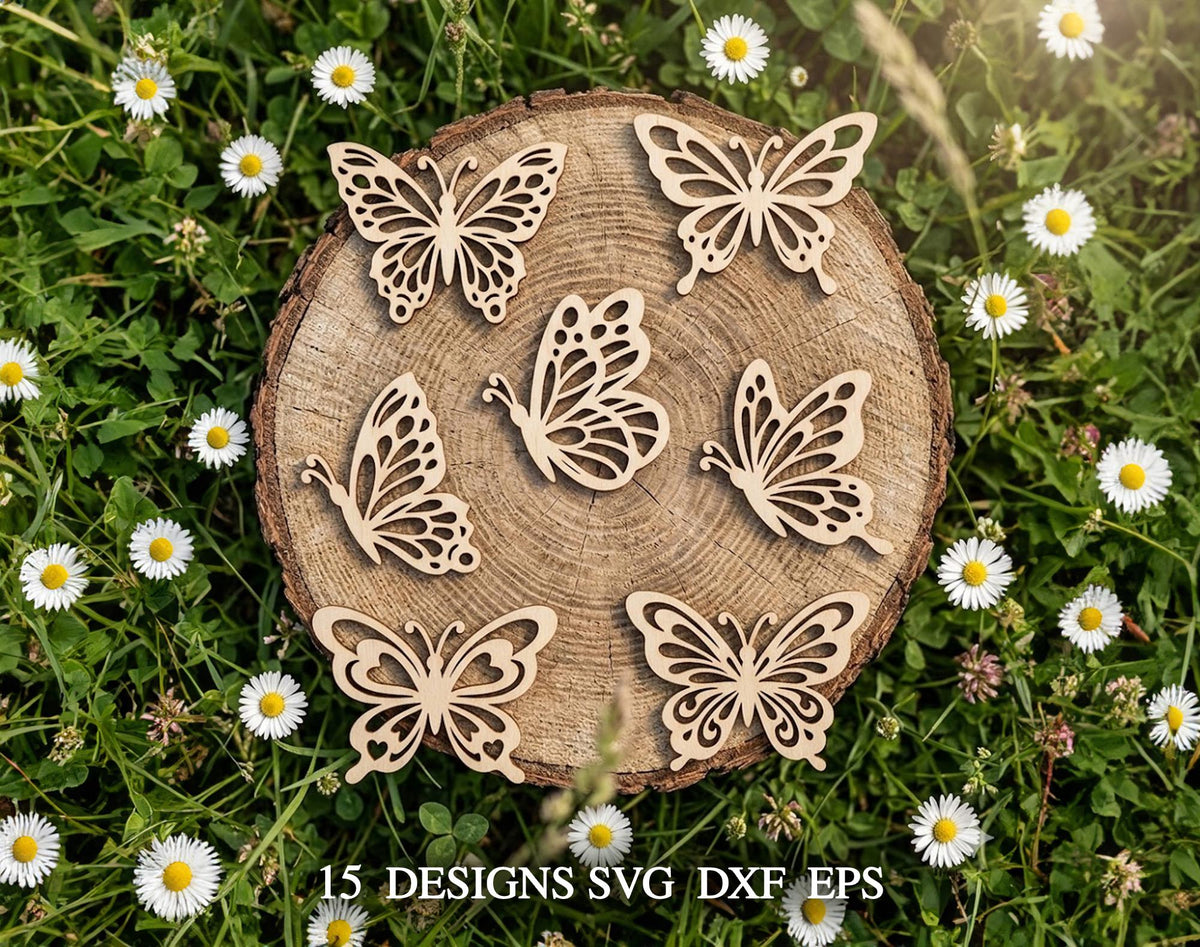 Wooden Butterflies SVG Bundle, Laser Cut Wood Ornaments, Butterfly Wall Decor, Cricut  Xtool Files, Spring Decor, Wood Wall Art