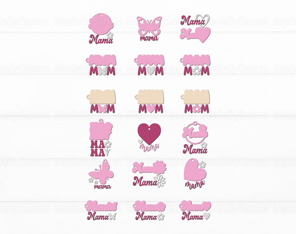 Mother's day Keychains SVG Bundle, 3D Keychains svg, Glowforge File, Mother's day laser cut, Wooden Keychain, Floral Mom Keychain, Mom Gift
