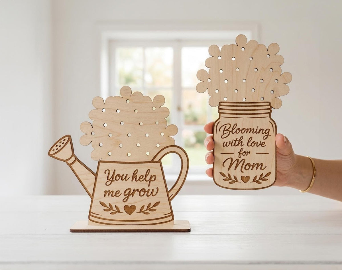 Mother's day Flowers Holder Svg, Flowers Sign Svg, Mothers Day Svg, Flower holder laser file, Mothers Day Gift Glowforge Svg, Laser Cut File
