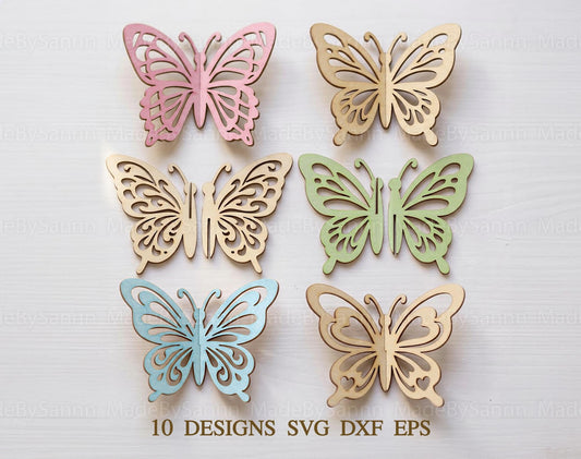 3D Butterflies SVG Bundle, Laser Cut Wood Ornaments, Butterfly Decor, 3D Butterfly Art, Cricut  Xtool Files, Spring Decor, Wall Art