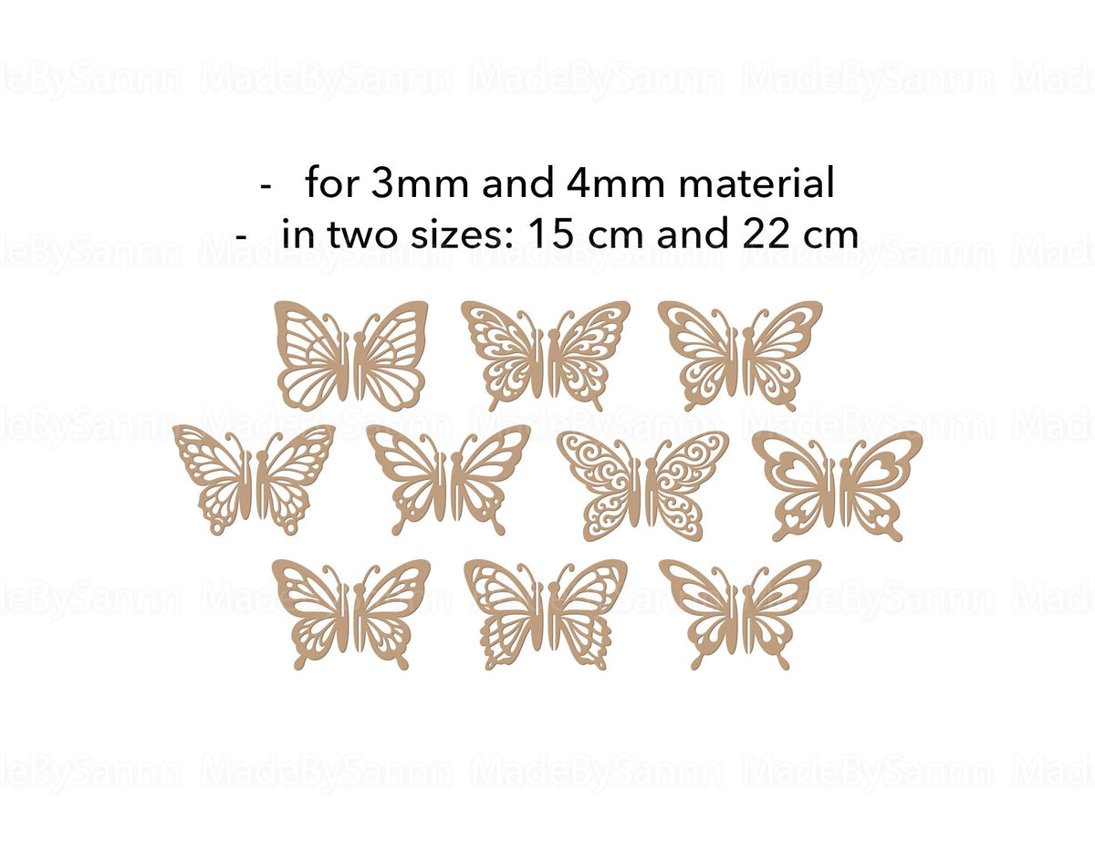 3D Butterflies SVG Bundle, Laser Cut Wood Ornaments, Butterfly Decor, 3D Butterfly Art, Cricut Glowforge Xtool Files, Spring Decor, Wall Art