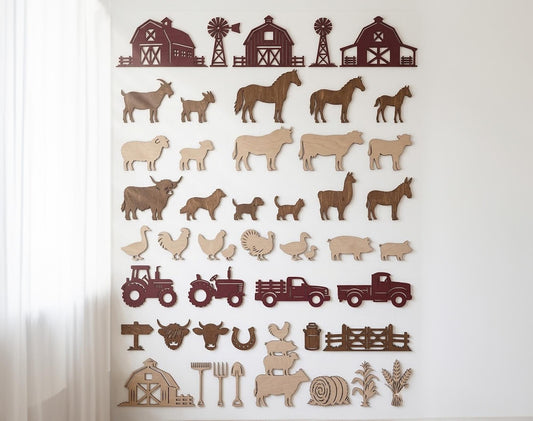Farm Wall Art SVG Bundle, Farm Silhouette Svg, Farm Animals Svg Designs, Laser Cut Svg, 50 Designs, Xtool Cnc File,  Svg, Wall Art