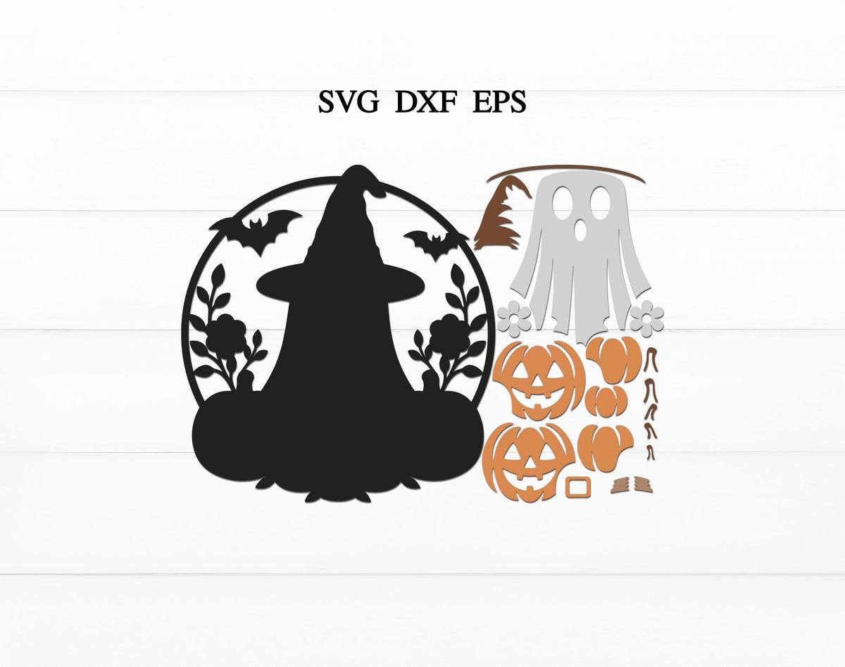 Ghost with Pumpkin Door Hanger SVG, Ghost Decor Svg, halloween door sign, Halloween Laser Cut Files, Pumpkin, Glowforge Svg, Halloween Decor